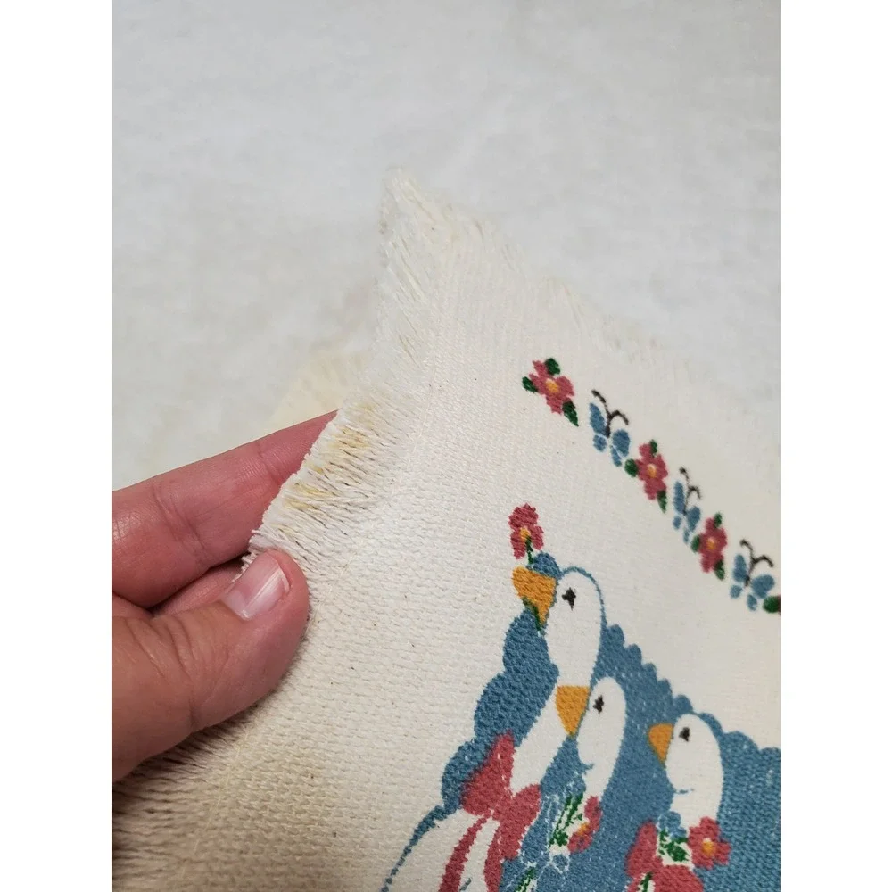 NWT Vintage White Blue Goose Geese Frayed Country Cottage Placemats Set 4